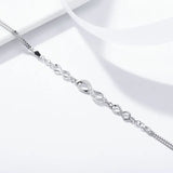 925 Silver Endless Love Infinity Chain Link Women Bracelet SCB037