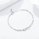 925 Silver Endless Love Infinity Chain Link Women Bracelet SCB037