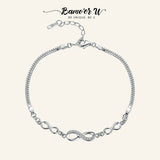 925 Silver Endless Love Infinity Chain Link Women Bracelet SCB037