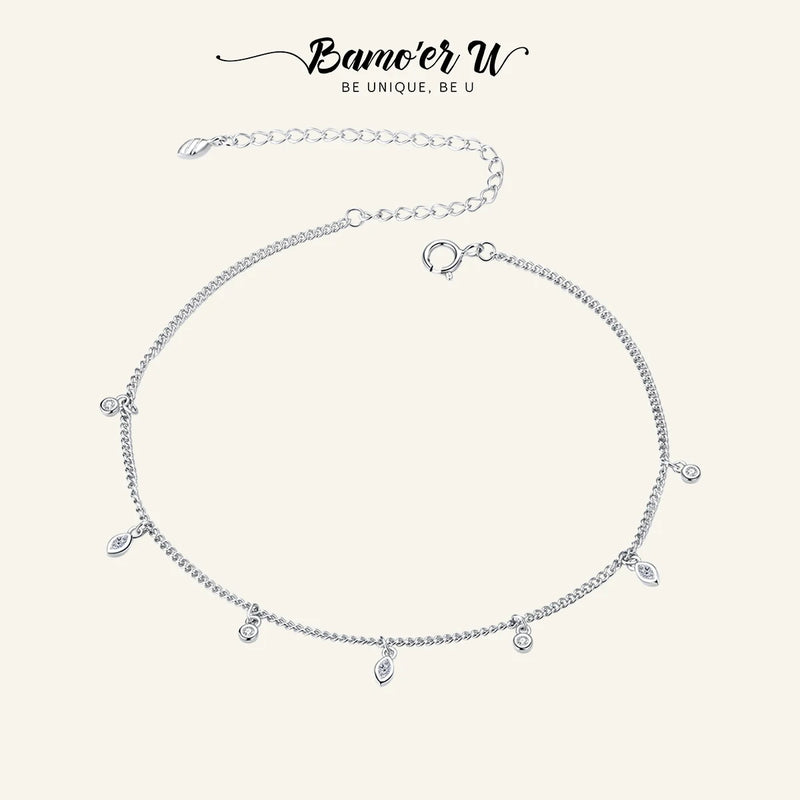 925 Silver Tassel Chain Anklet Bracelet for Women SCT018