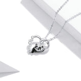 925 Sterling Silver Baby Panda Necklace Zircon Enamel Animal Charm Chain 17.71''