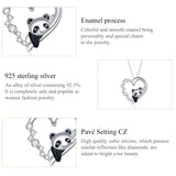 925 Sterling Silver Baby Panda Necklace Zircon Enamel Animal Charm Chain 17.71''