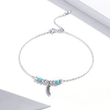 Boho Style Feather Silver Chain Bracelet 925 Sterling Silver Jewelry
