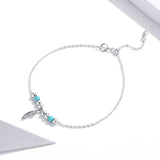 Boho Style Feather Silver Chain Bracelet 925 Sterling Silver Jewelry