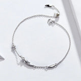 Boho Feather Chain Bracelet 925 Silver Zironia Jewelry SCB133