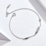 Boho Feather Chain Bracelet 925 Silver Zironia Jewelry SCB133