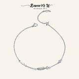 Boho Feather Chain Bracelet 925 Silver Zironia Jewelry SCB133