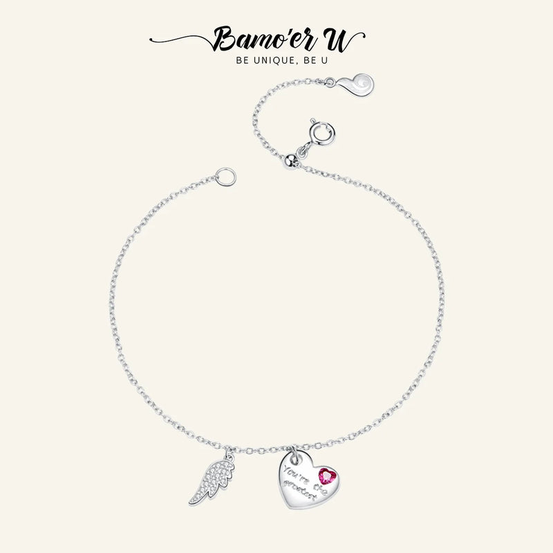 U CZ Love Letter Link Chain Bracelets 925 Sterling Silver Charm Jewelry