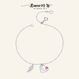 U CZ Love Letter Link Chain Bracelets 925 Sterling Silver Charm Jewelry
