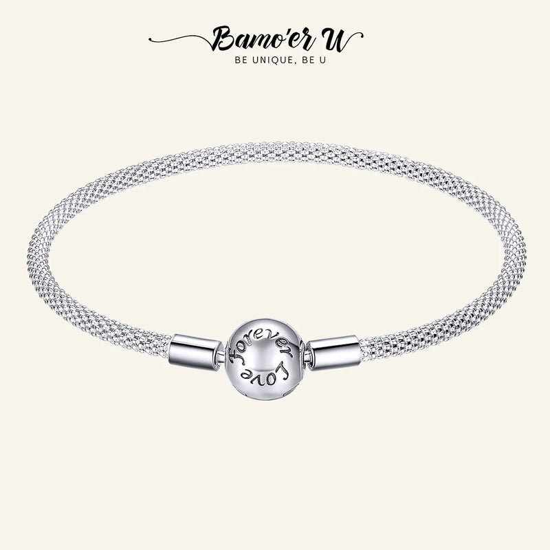 925 Sterling Silver Love Forever Snake Chain Bracelet for Women