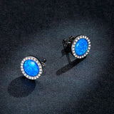 925 Silver Opal CZ Round Stud Earrings Wedding Jewelry
