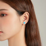 925 Silver Opal CZ Round Stud Earrings Wedding Jewelry