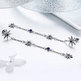 925 Silver Star Zircon Drop Earrings Wedding Jewelry
