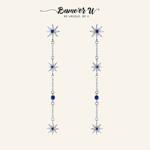 925 Silver Star Zircon Drop Earrings Wedding Jewelry