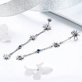 925 Silver Star Zircon Drop Earrings Wedding Jewelry