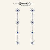 925 Silver Star Zircon Drop Earrings Wedding Jewelry