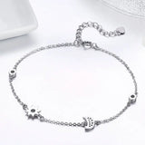 925 Sterling Silver Star & Moon CZ Bracelet for Women