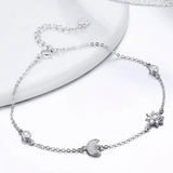 925 Sterling Silver Star & Moon CZ Bracelet for Women