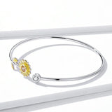 925 Silver Sunflower Cuff Bracelet Women BSB045