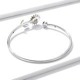 925 Silver Sunflower Cuff Bracelet Women BSB045