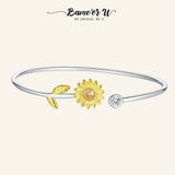 925 Silver Sunflower Cuff Bracelet Women BSB045