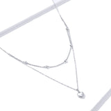 925 Silver Heart Pendant Necklace Double Layers BSN168