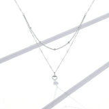925 Silver Heart Pendant Necklace Double Layers BSN168