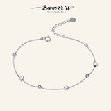 925 Silver Heart and Star Beads Chain Bracelet SCB171