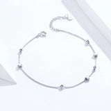 925 Silver Heart and Star Beads Chain Bracelet SCB171