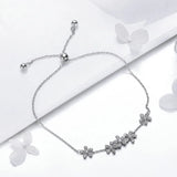 925 Silver Daisy Flower Women Bracelet CZ Jewelry Gift