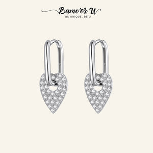 925 Silver Shining Heart Earrings for Women Fine Jewelry