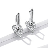 925 Silver Shining Heart Earrings for Women Fine Jewelry