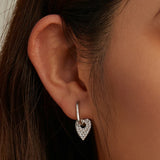 925 Silver Shining Heart Earrings for Women Fine Jewelry