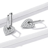 925 Silver Shining Heart Earrings for Women Fine Jewelry