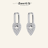 925 Silver Shining Heart Earrings for Women Fine Jewelry
