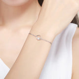 925 Sterling Silver Sweetheart Heart Circle Bracelet Women Silver Jewelry
