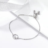 925 Sterling Silver Sweetheart Heart Circle Bracelet Women Silver Jewelry