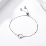 925 Sterling Silver Sweetheart Heart Circle Bracelet Women Silver Jewelry
