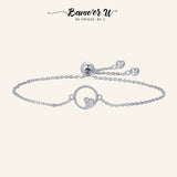 925 Sterling Silver Sweetheart Heart Circle Bracelet Women Silver Jewelry