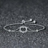 925 Silver Twisted Double Heart Chain Bracelets For Women Silver Jewelry