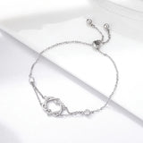 925 Silver Twisted Double Heart Chain Bracelets For Women Silver Jewelry