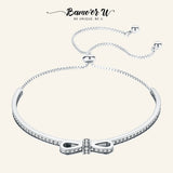 Sterling Silver Bowknot CZ Bangles Bracelet for Women