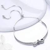 Sterling Silver Bowknot CZ Bangles Bracelet for Women