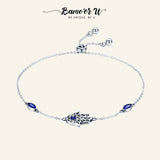 925 Sterling Silver Lucky Hamsa Fatima Hand Chain Bracelet Women CZ Jewelry