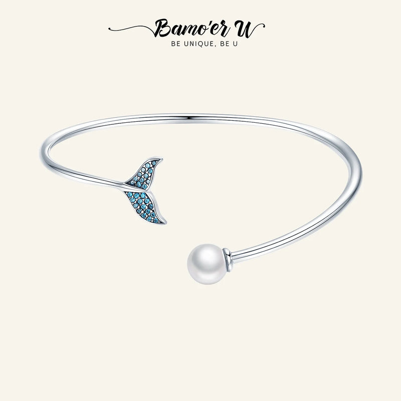925 Sterling Silver Mermaid's Tail Cuff Bracelet