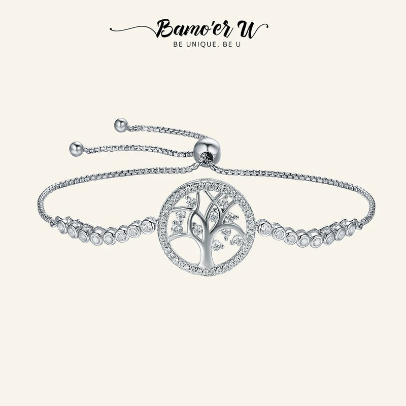 925 Silver Tree of Life Tennis Bracelet Adjustable Link Chain Bracelet SCB035
