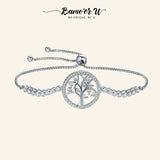 925 Silver Tree of Life Tennis Bracelet Adjustable Link Chain Bracelet SCB035