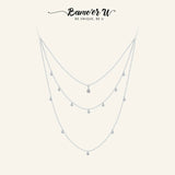 Daisy Adjustable Necklace Women 925 Silver CZ Three Layer Necklace SCN429