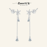 925 Sterling Silver Tassel Dangle Earrings for Women Wedding