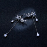925 Sterling Silver Tassel Dangle Earrings for Women Wedding